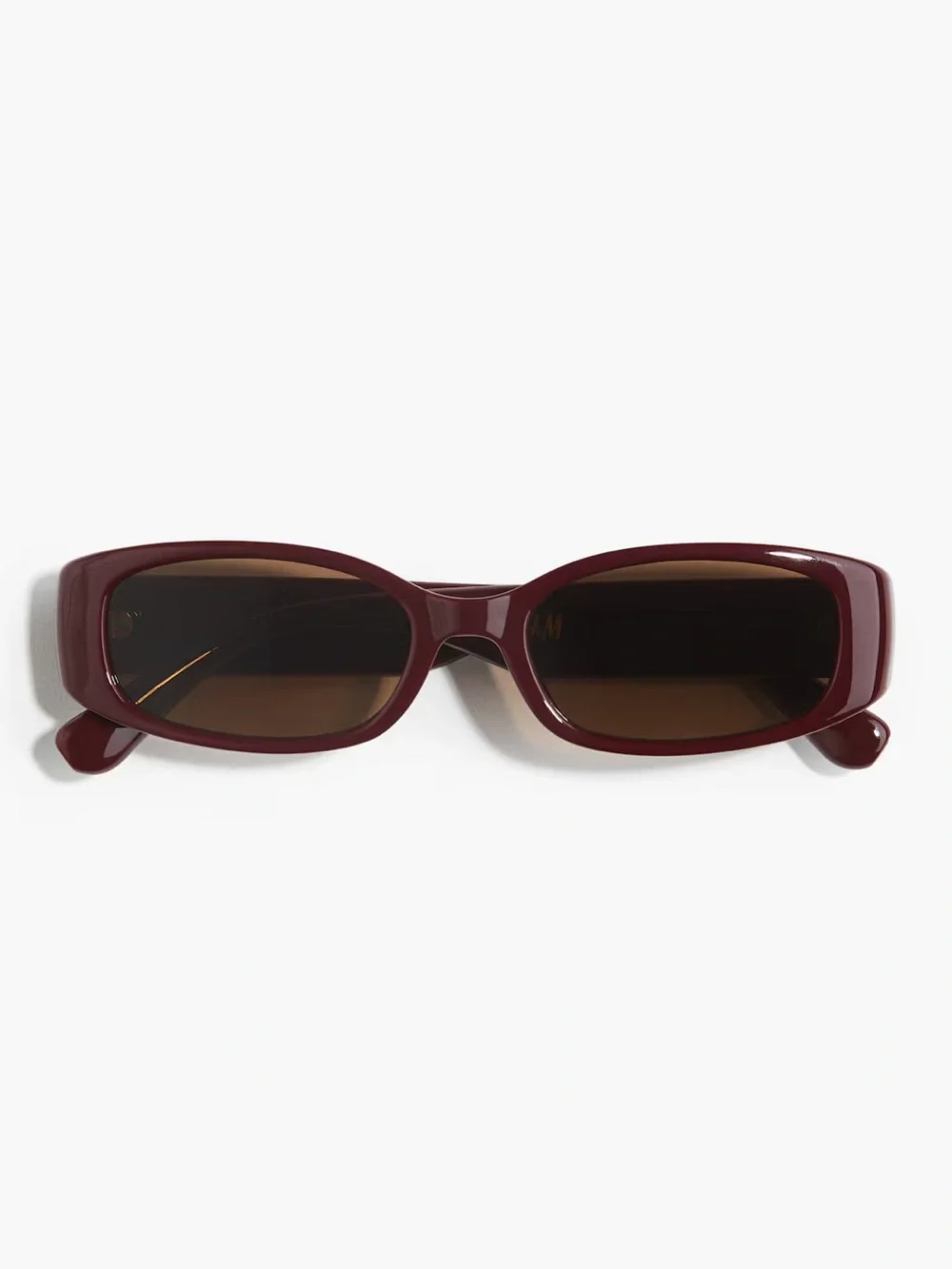 H&M Burgundy Rectangular Sunglasses Brown Tinted Lenses Y2K 90s Minimalist